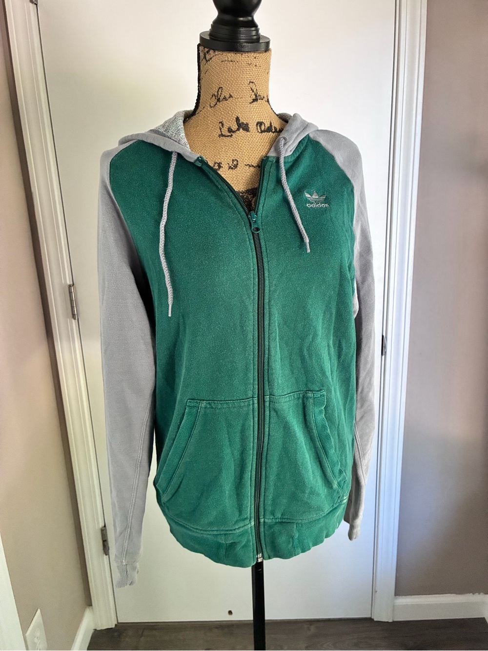 adidas Green and Gray Full-Zip Hooded Jacket